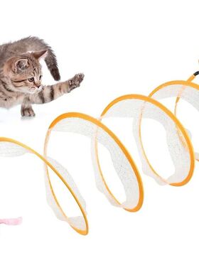 Folded Cat Tunnel S Type Cats Tunnel Spring Toy Mouse Tunnel
