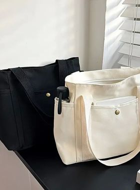 1Pcs Large Capacity Canvas Tote with Multiple Pockets-Perfec