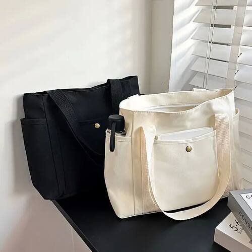 1Pcs Large Capacity Canvas Tote with Multiple Pockets-Perfec
