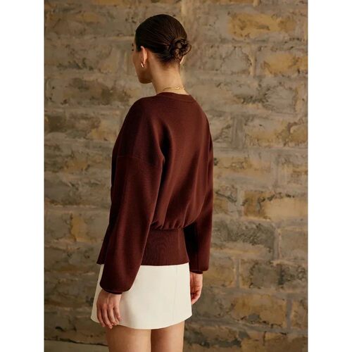 Chic Solid Button Knitted Cardigan Women Casual Deep V Neck