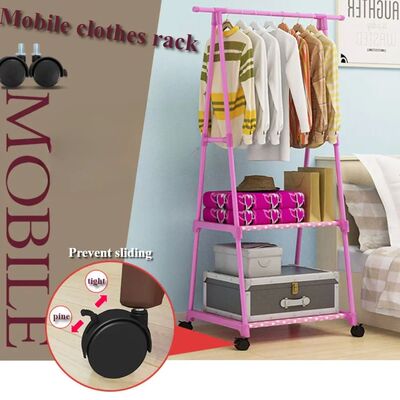 Triangle Coat Rack Movable Triangle Rolling Clothes Storage
