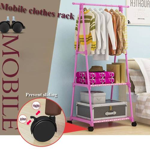 Triangle Coat Rack Movable Triangle Rolling Clothes Storage