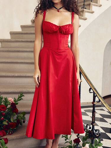 Elegant dresses for women Summer Red Black Sleeveless Bandag