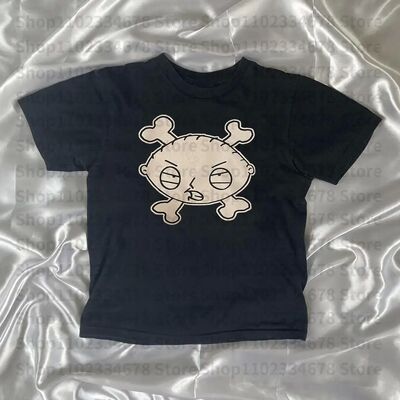 2000s Cute Womens Printed Aesthetic Fairy Crop Tops Y2k Clot