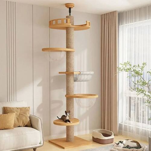 Cat Tree Floor To Ceiling Cat Tower with With Scratching Pos
