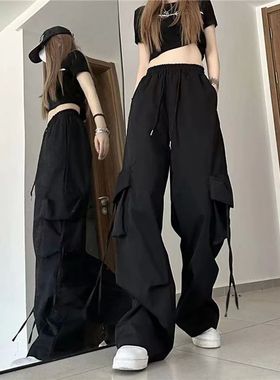 Women Y2K Korean Cargo Pants Hip Hop Loose Causal Wide Leg P
