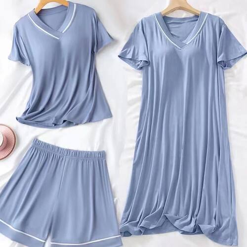 2024 Three piece set of padded pajamas for women in summer,