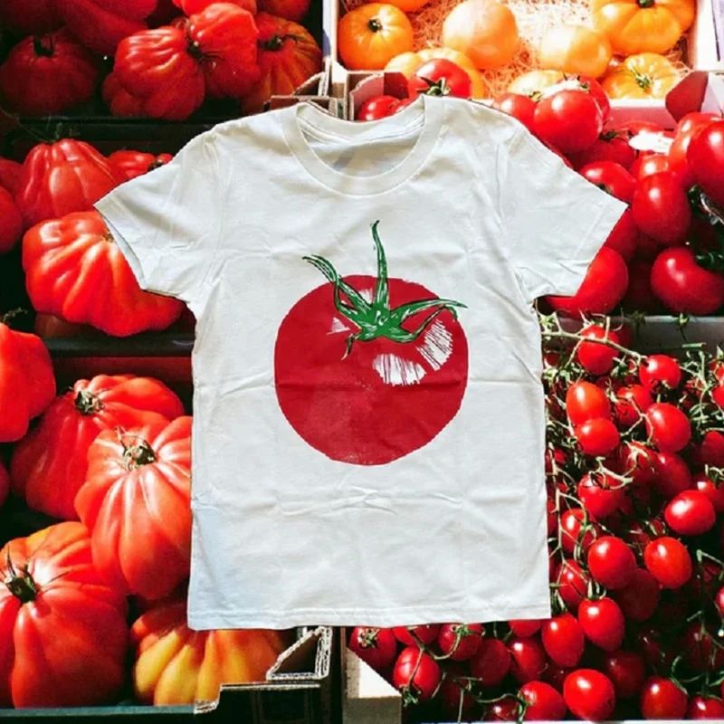 Y2k Crop Top Harajuku Aesthetic Tomato Printed EMO Girl Summ