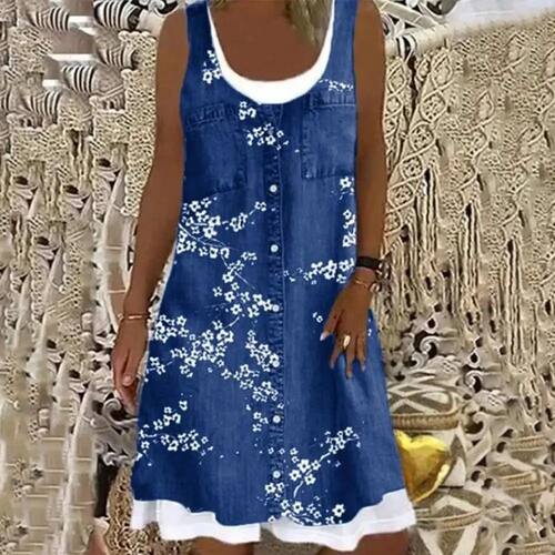 Imitation Denim Sleeveless Dress for Girls 2023 Summer Women