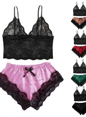 Sexy Sleepwear Set Charming Elastic Solid Color Lady Camisol