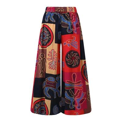 Elastic Waist Pants For Women Loose Casual Print Wide Leg Pa