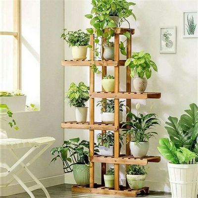 6 Tier Wooden Plant Stand Carbonized Wood Plant Stand Holder