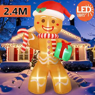 8FT/2.4M Christmas Inflatables Gingerbread Man with Gift Pac