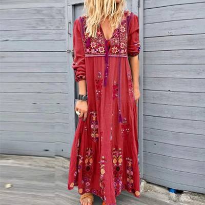 Plus Size Long Dress for Women Clothing 2023 Autumn Bohemian