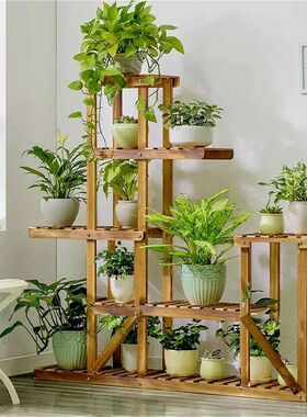 6 Tiered Wood Plant Flower Stand Shelf Planter Pots Shelves