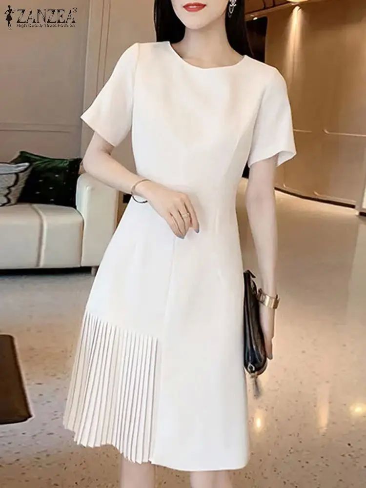 Women Elegant Long Dress 2024 Summer Kleid Short Sleeve Sund