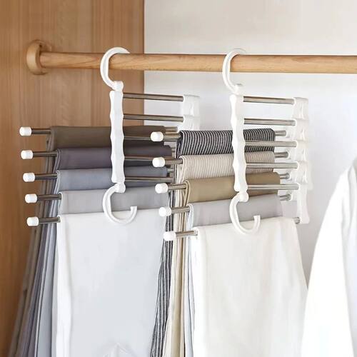 5In1 Magic Trouser Rack Hangers Stainless Steel Folding Pant