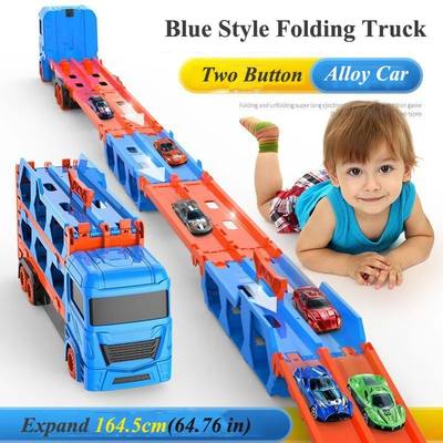 Large Car Transporter Truck Folding Track Racing Vehicle Kid