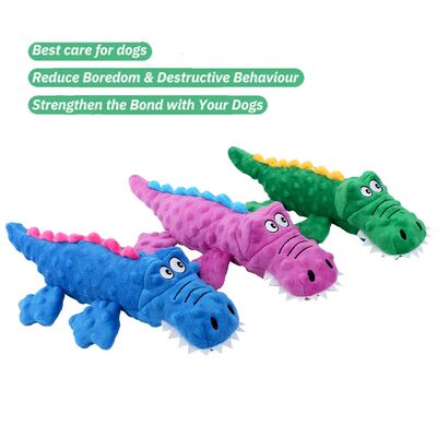 Soft Plush Pet Dog Squeaky Chew Toys Stuffed Crocodile for S