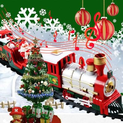 Electric Christmas Train Toys Gifts for Kids Railway Cars Ra