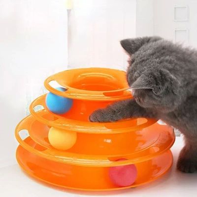 Interactive Tower Cat Toy Turntable Roller Balls Toys for Ca