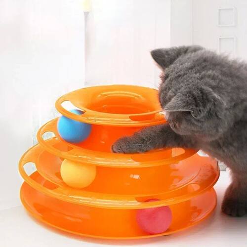Interactive Tower Cat Toy Turntable Roller Balls Toys for Ca