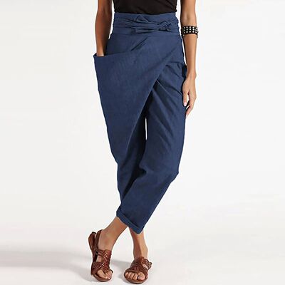 Plus Size Cargo Pants Women Casual Loose High Waisted Solid