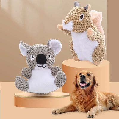 Funny Squirrel Koala Plush Dog Squeaky Toys Small Large Dogs