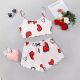 Women New Sling Print Sexy Pajamas Heart Set Sleepwear