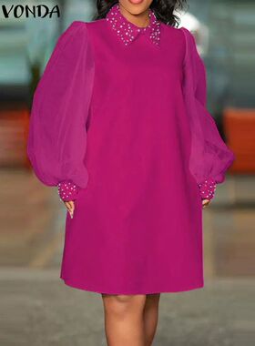 Plus Size 5XL  Elegant Dress Women Lace Patchwork Fashion Lo