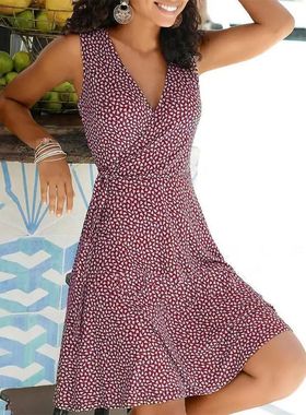 Floral Dress for Girls 2024 Summer Sleeveless Beach Short Dr