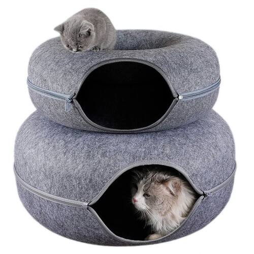 Donut Cat Bed Pet Cat Tunnel Interactive Game Toy Cat Bed Du