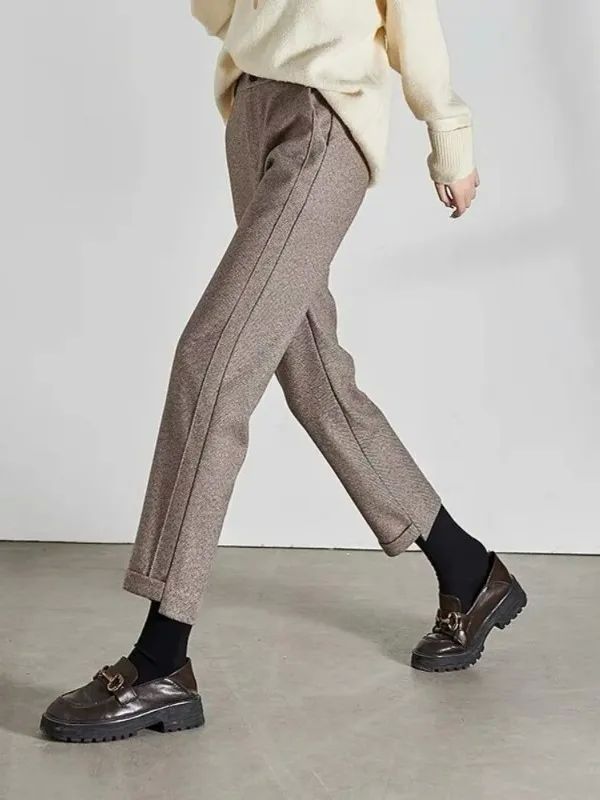 High-waisted Tweed Straight Pants 2023 Autumn/Winter New Wom