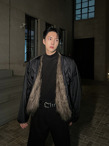 子上男装 冬季厚款小众设计感YP皮草双面穿oversize短款棉服外套