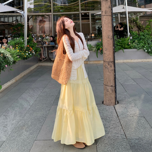 超好看的一整套装女2026春夏新款防晒针织衫半身长裙洋气两件套裙