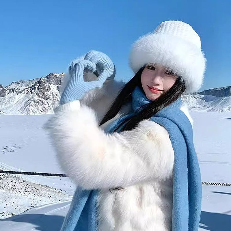 渔夫帽女冬季兔毛子显脸小