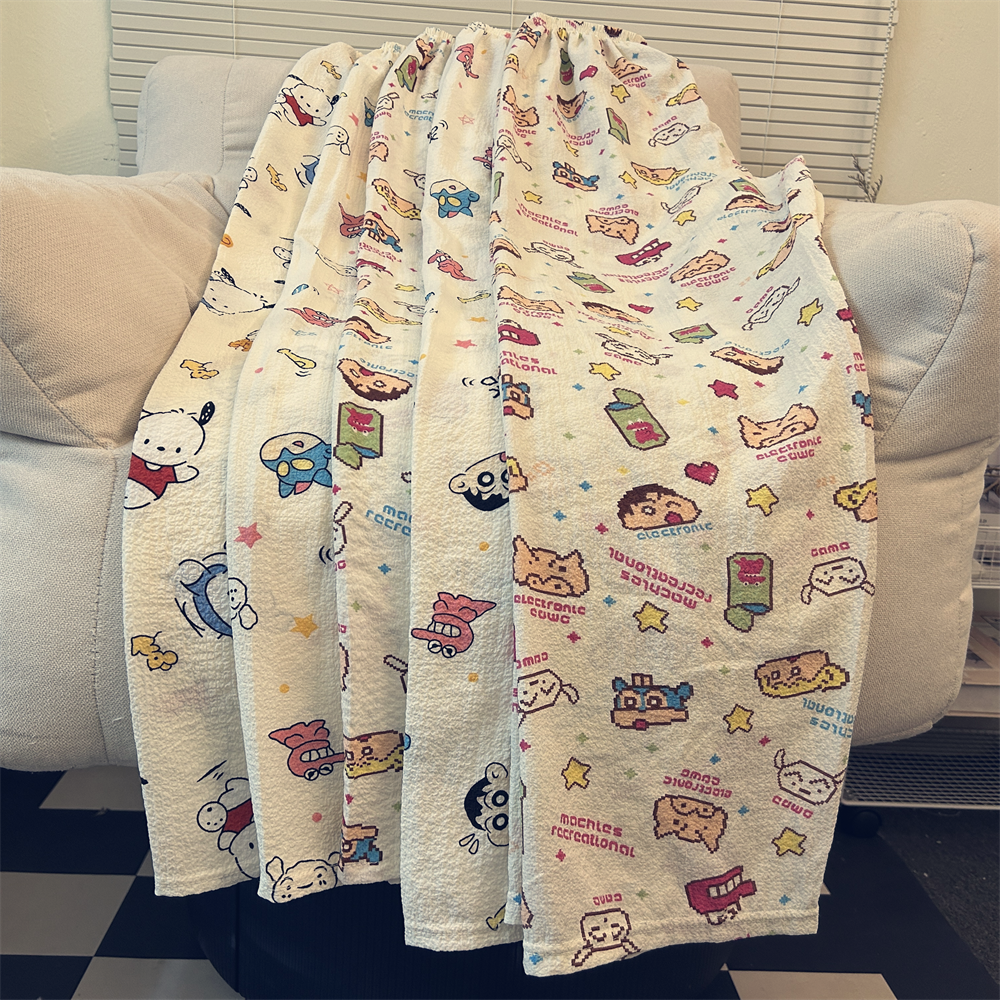 高个子加长睡裤女春秋夏季学生薄款卡通蜡笔小新宽松阔腿居家裤子