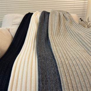 高个子加长版慵懒软糯休闲睡裤女秋冬加绒磨毛宽松垂感阔腿家居裤