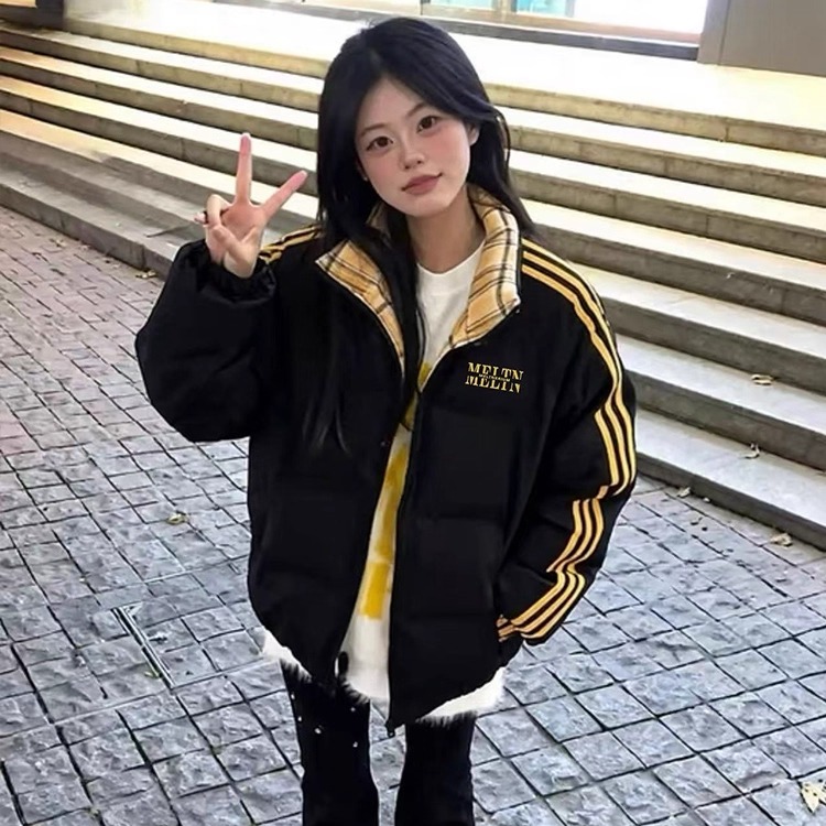 秋冬宽松棉衣加厚情侣装外套女