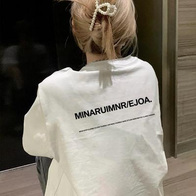 美式复古短袖T恤女夏季宽松上衣