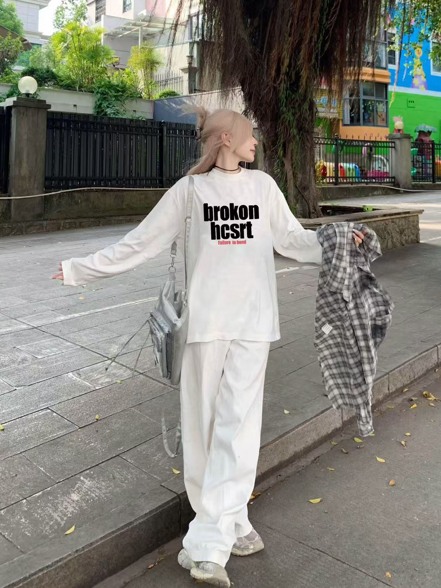 American Retro Trendy Brand Pure Cotton Long-Sleeve T-Shirt for Women, Loose and Lazy Style with a Unique Design, Niche Autumn Top, Couple's Outfit