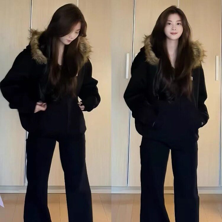 黑色加厚短款外套女连帽冬季2025新款小个子百搭宽松韩系上衣加绒,女装/女士精品,短外套,淘宝优惠券,粉丝福利购,淘宝优惠卷