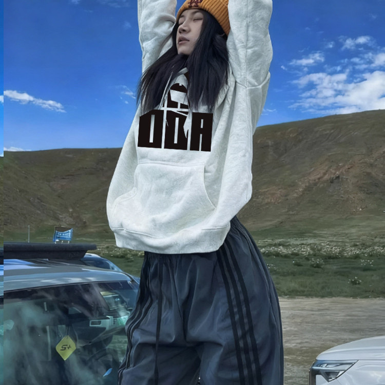 重磅连帽卫衣女复古情侣装上衣