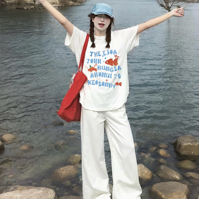 重磅情侣短袖白色t恤女上衣纯棉