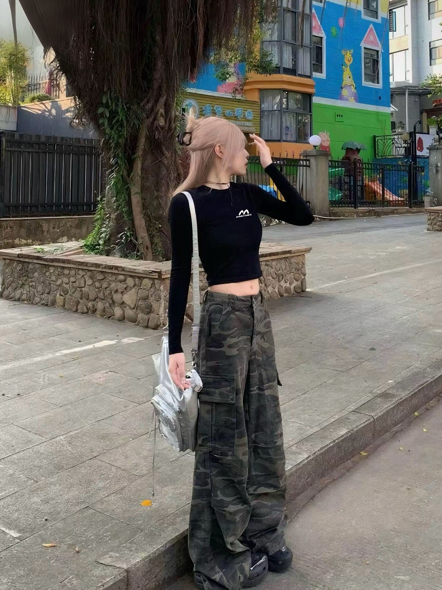 American retro Early Autumn Short Long sleeves T-Shirt Female K-style Stylish Niche style Sexy Slim Looking silm Autumn Tops