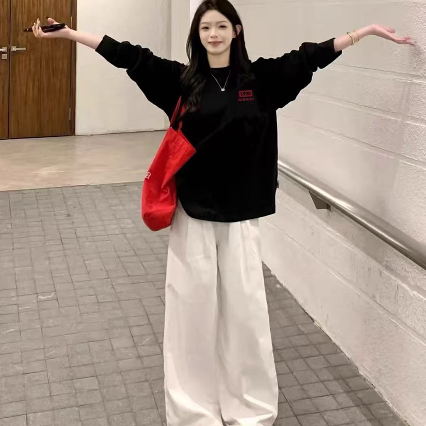 重磅纯棉长袖情侣装上衣女百搭