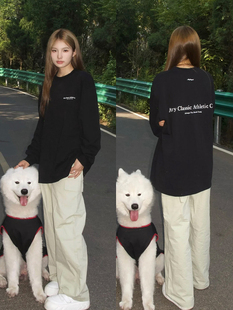 初秋女装美式长袖黑色t恤女2025新款宽松小众设计感早秋上衣打底