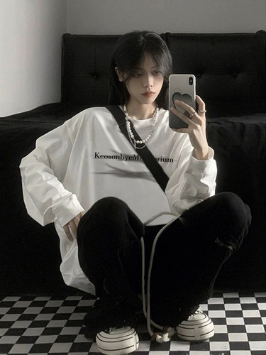 长袖美式重磅印花纯棉情侣