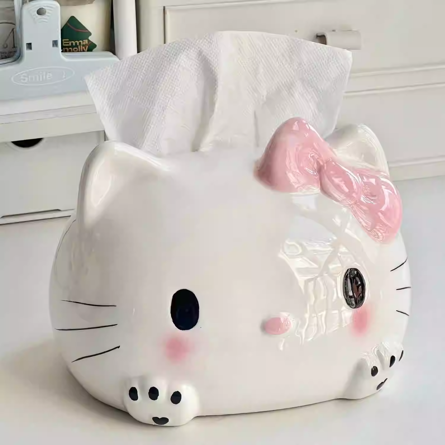卡通HelloKitty纸巾盒可爱创意餐巾卷收纳少女学生抽纸盒桌面摆件