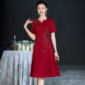 高端喜婆婆婚宴装 A字显瘦遮肚连衣裙春夏结婚宴会年轻妈妈礼服裙